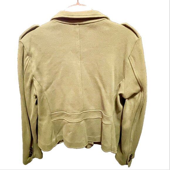 Talbots Green Double Knit Sweater Blazer Patch Pockets & Epaulettes Medium - Picture 5 of 7